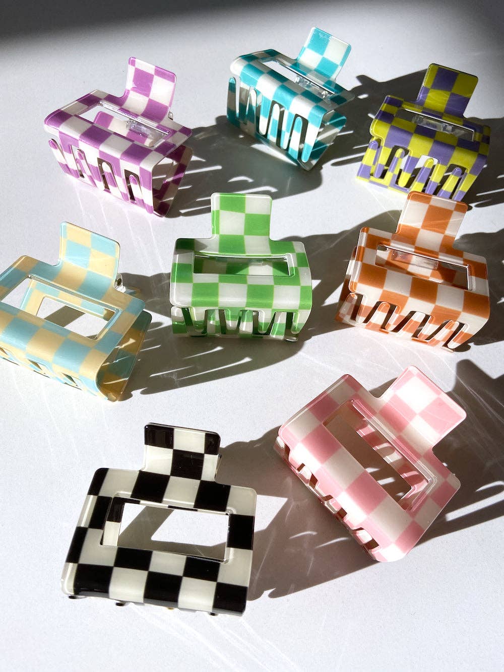 Checkered Chunky Claw Clip | Eco-Friendly: Orange