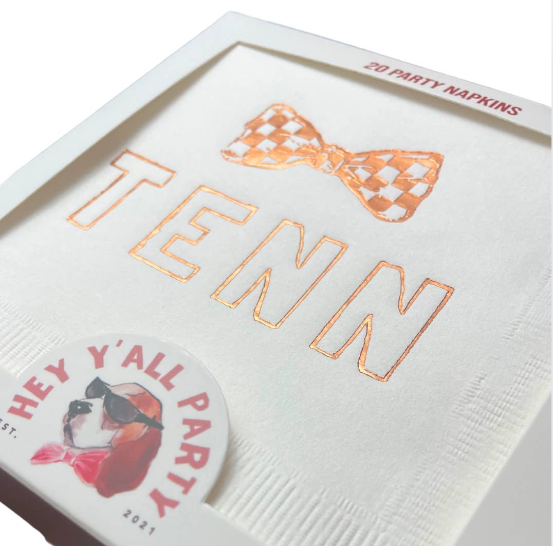 TENN Orange and White Checkerboard Foil Napkins