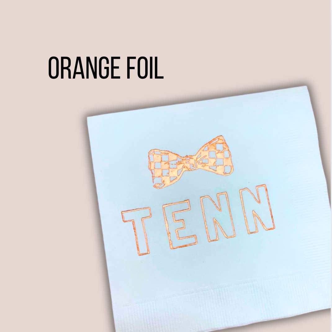 TENN Orange and White Checkerboard Foil Napkins