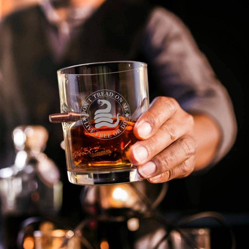 308 Real Bullet Whiskey Glass - Don't Tread On Me