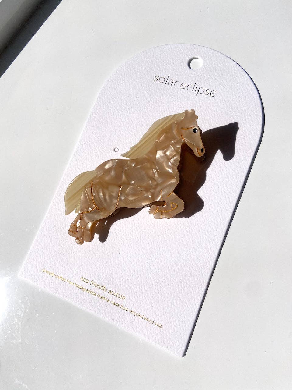 Hand-painted Horse Claw Hair Clip | Eco-Friendly: Beige