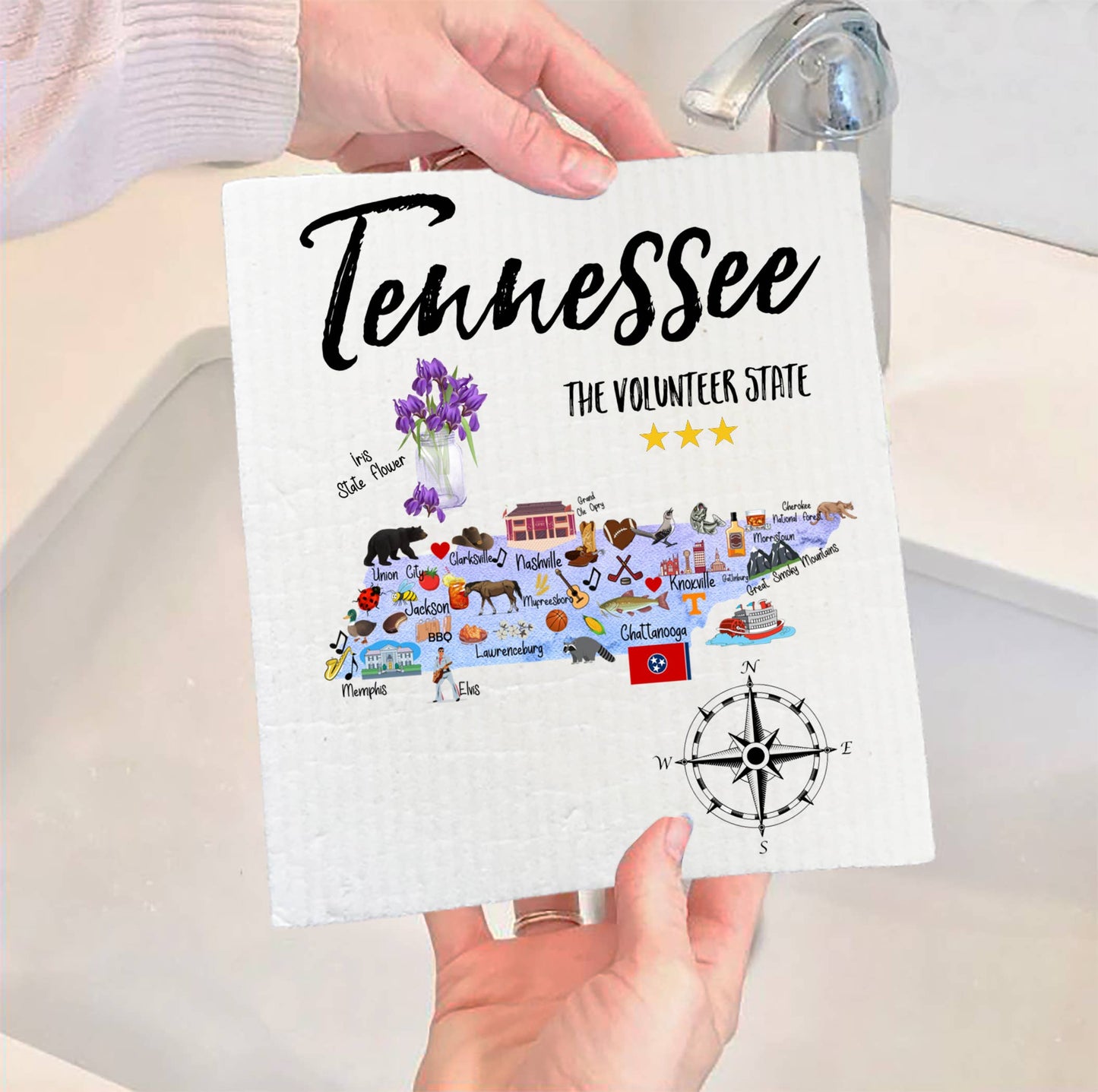 Tennessee State Map Souvenir SWEDISH DISH CLOTH