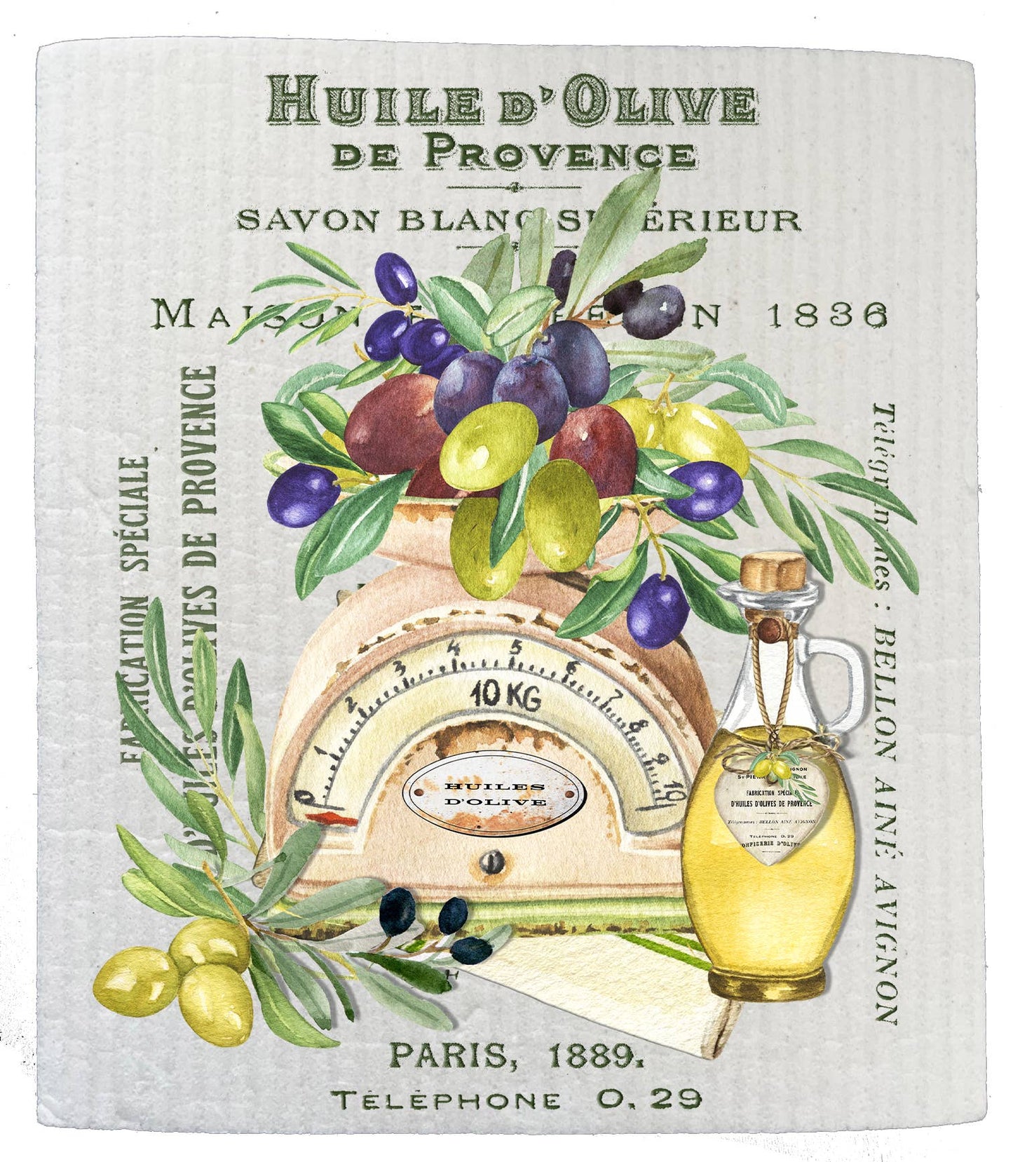 French Paris Huile D Olives Kitchen SWEDISH DISH CLOTHS