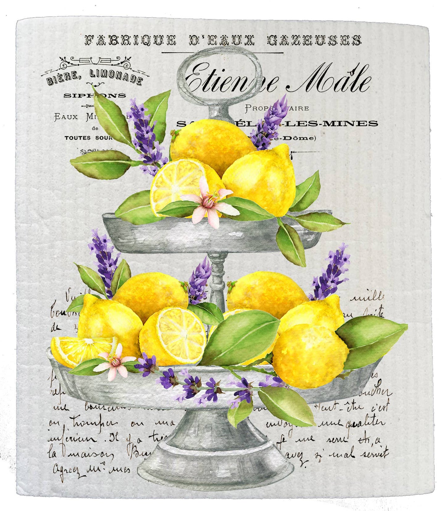 Lemons and Lavender 2 Tier Tray Kitchen SWEDISH DISH CLOTHS