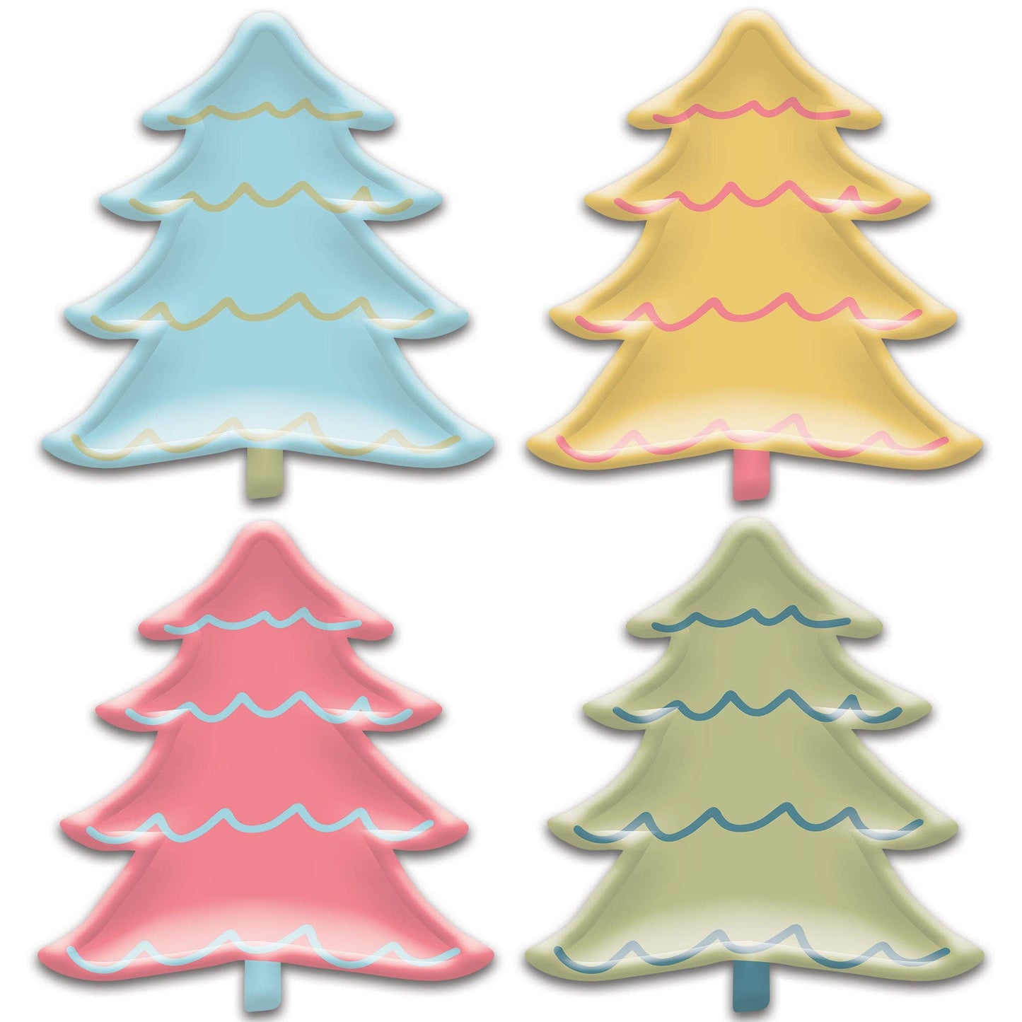 BRT1040 - Bright Holiday Tree Shaped Paper Plate Set