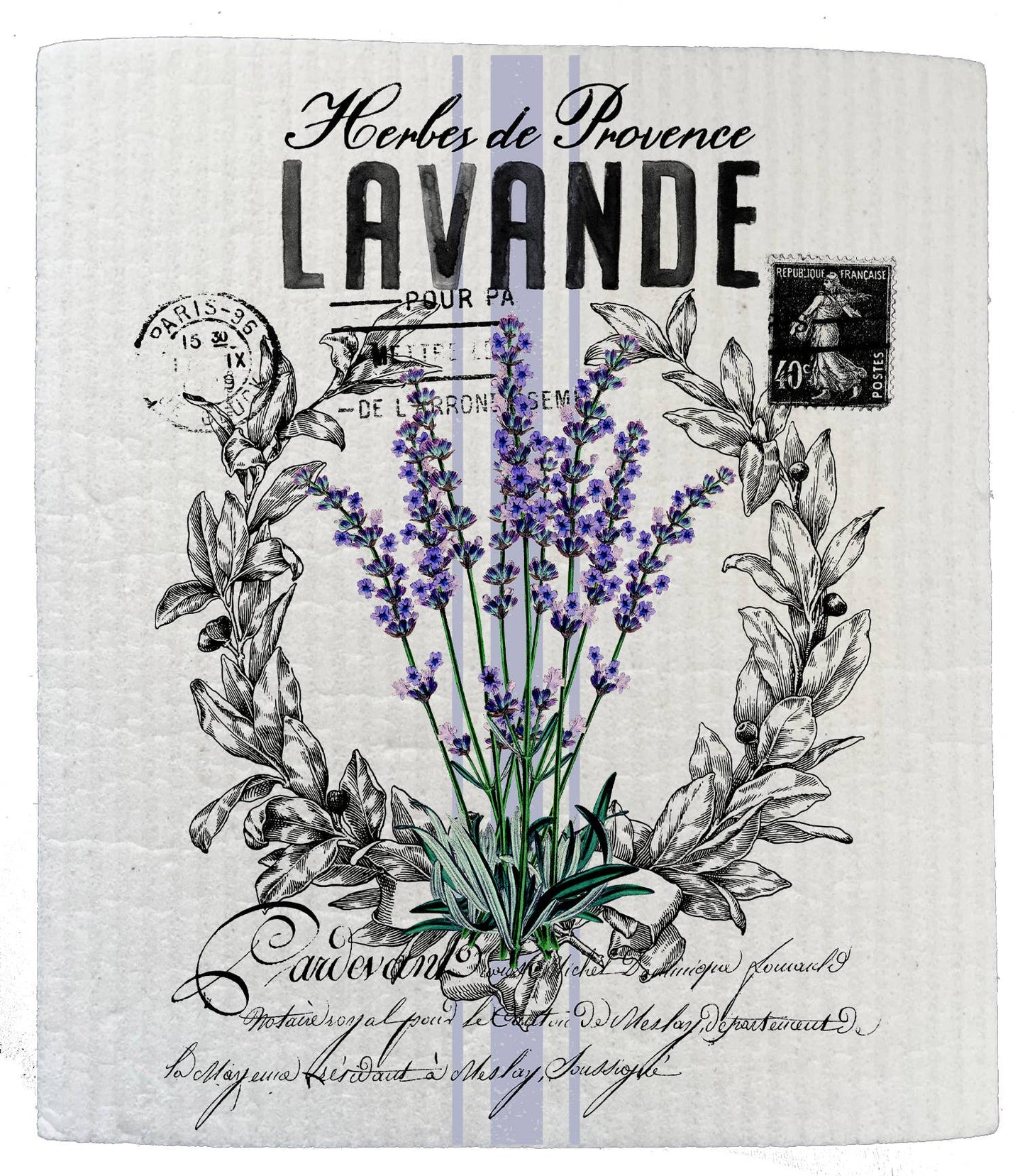 Vintage French Lavender Kitchen SWEDISH DISH CLOTH