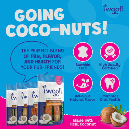 Coconut Dog Bones Premium Treats 2 Count: Single Bag