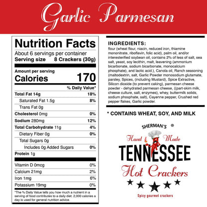 Sherman's Tennessee Hot Crackers, Garlic Parmesan Flavor 30