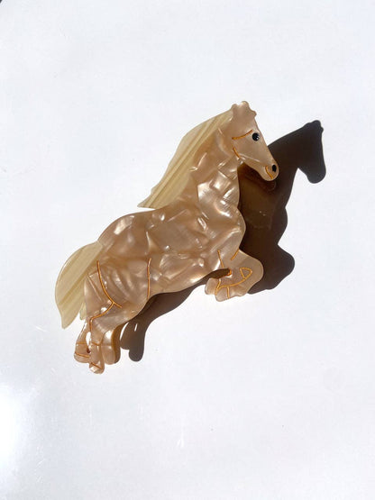 Hand-painted Horse Claw Hair Clip | Eco-Friendly: Beige