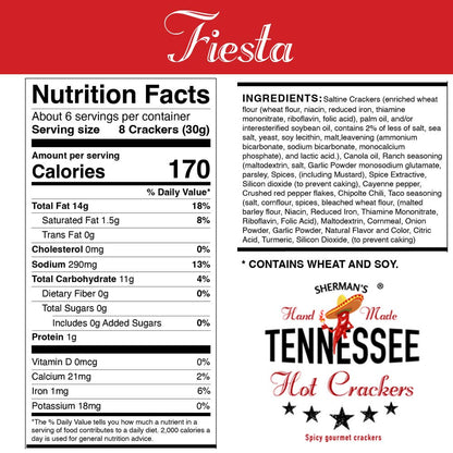 Sherman's Tennessee Hot Crackers, Fiesta Flavor 30 ct