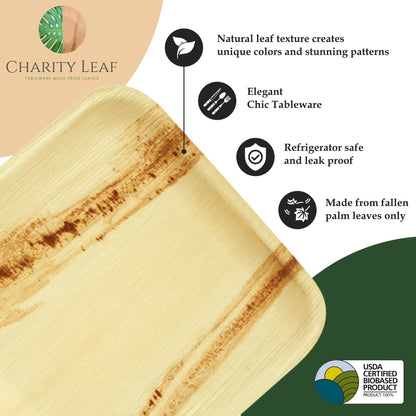 Palm Leaf Square Plate - 6" Inch - Pack of 50 Plates