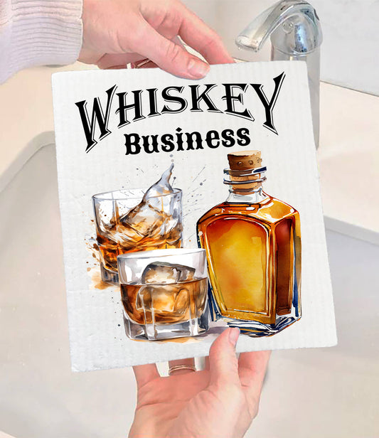 Whiskey Business Funny Sassy SWEDISH DISH CLOTH