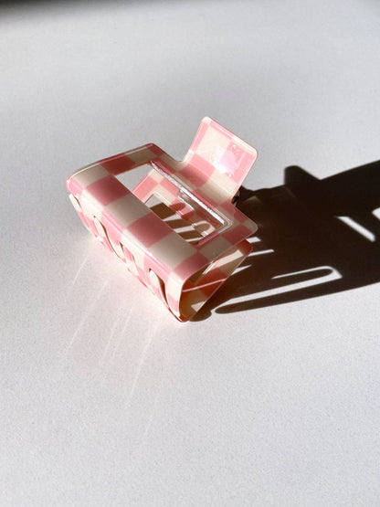 Checkered Chunky Claw Clip | Eco-Friendly: Orange
