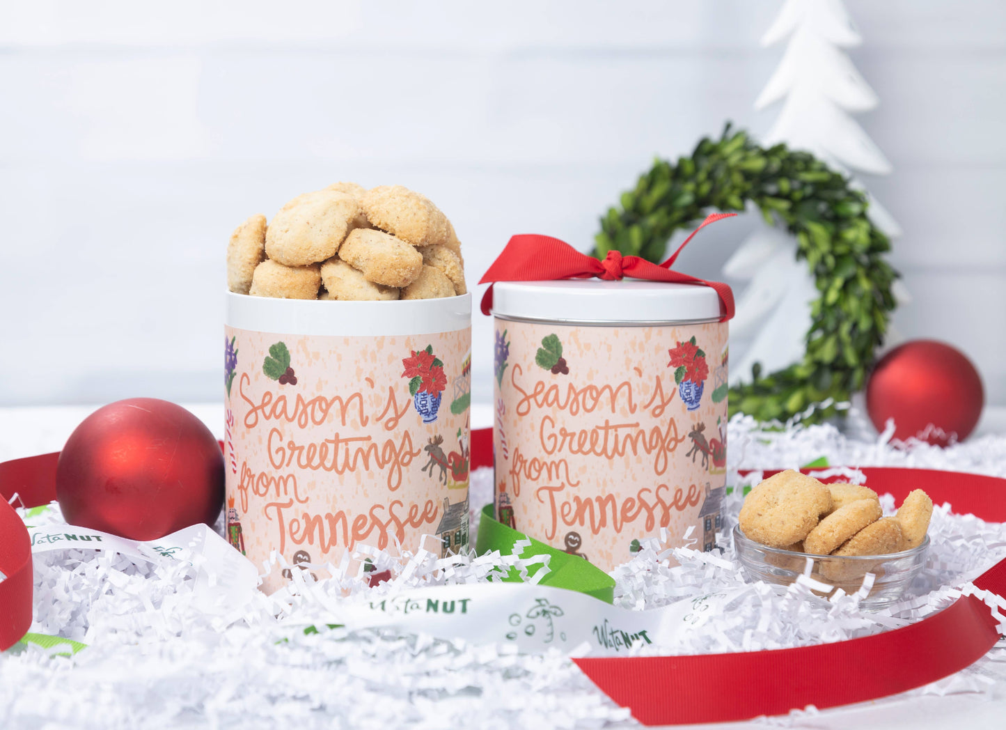 Tennessee Holiday Tin | Gourmet Cookies & Nuts: Cranstachio Shortbread Cookies