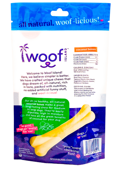 Coconut Dog Bones Premium Treats 2 Count: Single Bag