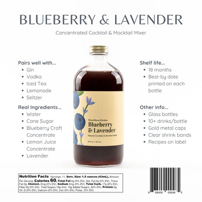 Blueberry and Lavender Cocktail Mixer and Mocktail Mixer, 16 fl oz