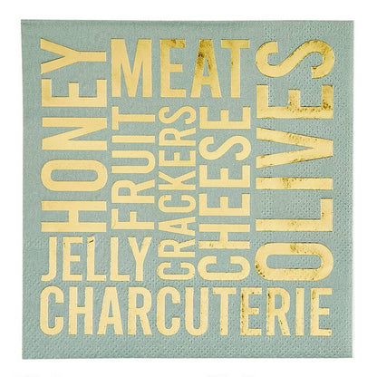 Ceramic Napkin Tray + Napkins - Charcuterie: Ceramic, Paper, Cotton Twill Ribbon