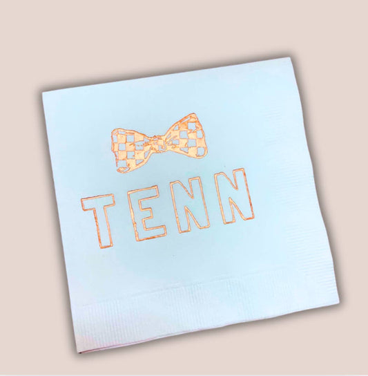 TENN Orange and White Checkerboard Foil Napkins