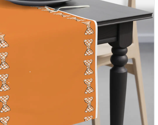 SAMPLE SALE Orange/White Bow Tie, White Edge Paper runner