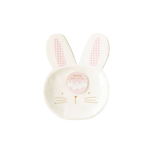 EAS944 - Gingham Bunny Shaped Plate Set